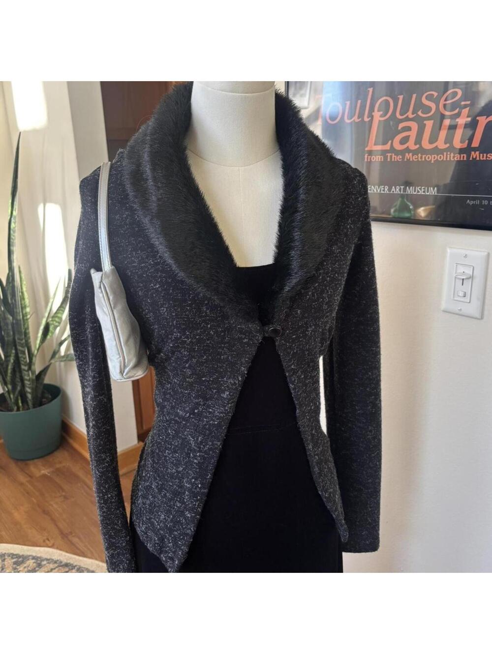 Vintage Velvet Maxi Dress & Faux Fur Cardigan Set Dark Academia Old Money S
